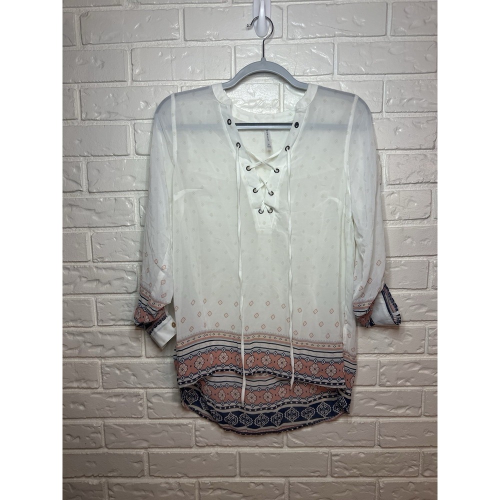 DNA Couture Womens Small Free People Inspired Lace Up Boho Gypsy Top